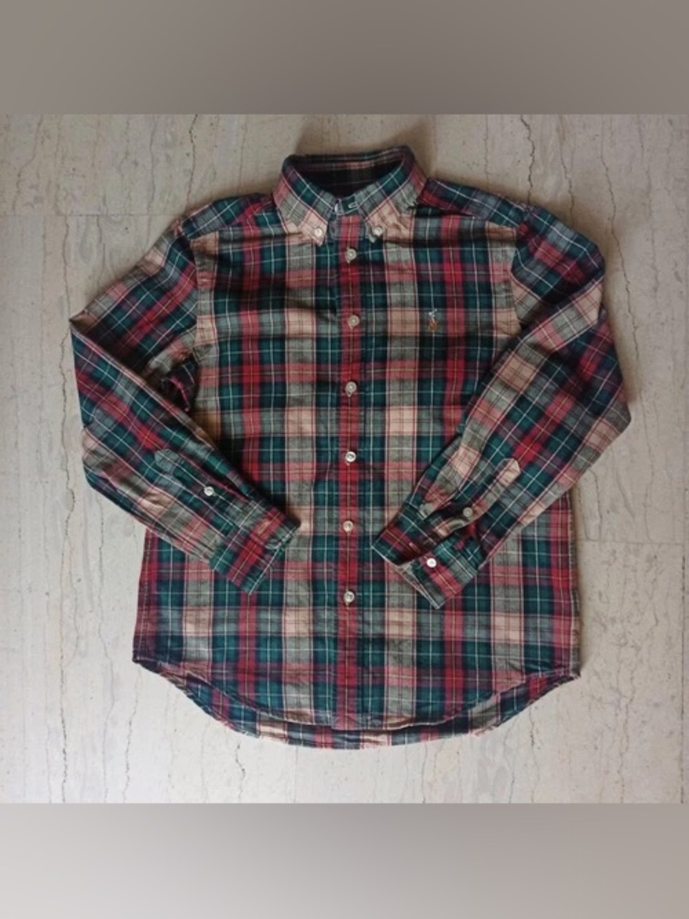 Polo by Ralph Lauren Green, Red & Cream Plaid Button-Down Shirt